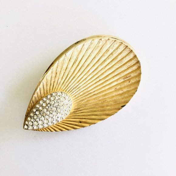 Vintage Marcel Boucher Signed Numbered Feather Eye of Peacock Gold Tone Brooch - Picture 3 of 9